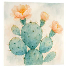 Acrylglasbild Blühender Kaktus mit pfirsichfarbenen Blüten - Natalie Bruns