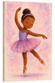 Holzbild Kleine Ballerina im lilafarbenen Kleid