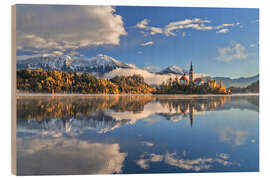 Holzbild Bleder See im Herbst - Achim Thomae