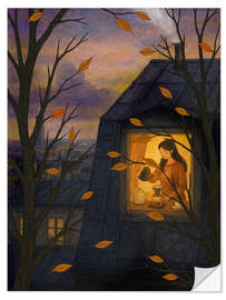 Wandsticker Novemberabend in der Stadt