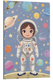 Alubild Kleine Astronautin im Weltraum
