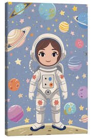 Leinwandbild Kleine Astronautin im Weltraum - Thomas Klee