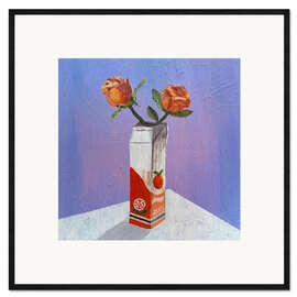 Gerahmter Kunstdruck Orange Rosen