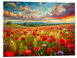 Acrylglasbild Mohnfeld im Frühling mit leuchtenden Farben - nobelart