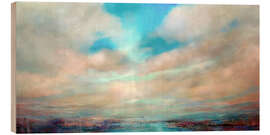 Holzbild An hellen Tagen - Sonnenuntergang über weitem Land - Annette Schmucker