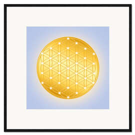 Gerahmter Kunstdruck Blume des Lebens - Serie Golden Spirit Light