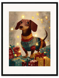 Gerahmter Kunstdruck Glücklicher Hund