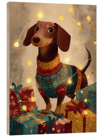 Holzbild Glücklicher Hund