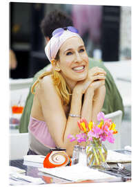 Acrylglasbild Carry Bradshaw mit Bandana und Tulpen