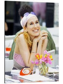 Alubild Carry Bradshaw mit Bandana und Tulpen