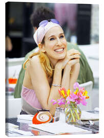 Leinwandbild Carry Bradshaw mit Bandana und Tulpen