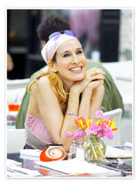 Wandbild Carry Bradshaw mit Bandana und Tulpen