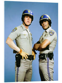 Tableau en verre acrylique Chips, Larry Wilcox, Erik Estrada
