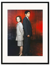 Gerahmter Kunstdruck The X-Files - Gillian Anderson, David Duchovny, 1997