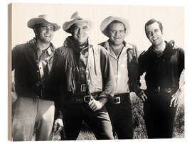 Holzbild Bonanza - Michael Landon, Lorne Greene, Dan Blocker, Pernell Roberts