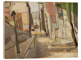 Holzbild Die Straßenlaterne in Rosa und Grün - Georges Valmier