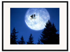 Gerahmter Kunstdruck E.T. - Der Außerirdische, 1982, das fliegende Fahrrad