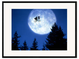 Gerahmter Kunstdruck E.T. - Der Außerirdische, 1982, das fliegende Fahrrad