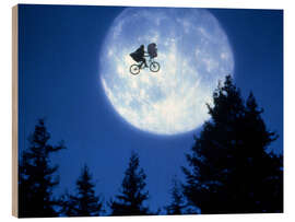 Holzbild E.T. - Der Außerirdische, 1982, das fliegende Fahrrad