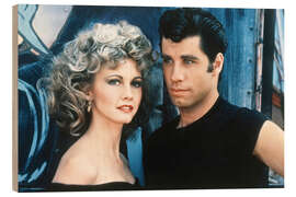 Holzbild Olivia Newton-John und John Travolta, Grease 1978