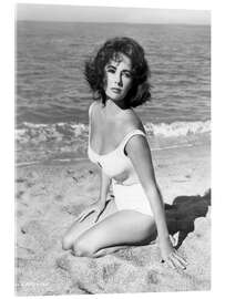 Stampa su vetro acrilico Elizabeth Taylor on the beach