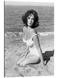 Aluminium print Elizabeth Taylor on the beach