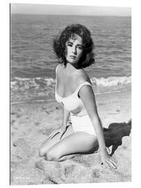 Quadro em plexi-alumínio Elizabeth Taylor on the beach