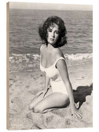 Holzbild Elizabeth Taylor am Strand
