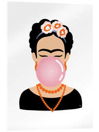 Stampa su vetro acrilico Frida Kahlo - Pink Bubble Gum - Martina