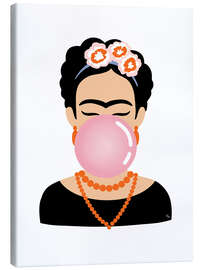 Leinwandbild Frida Kahlo - Pink Bubble Gum - Martina