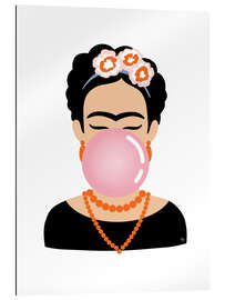 Quadro em plexi-alumínio Frida Kahlo - Pink Bubble Gum - Martina