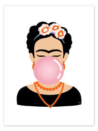Wandbild Frida Kahlo - Pink Bubble Gum - Martina