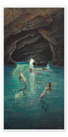 Poster Fischer und Meerjungfrauen in der Grotte auf Capri - Hermann Corrodi