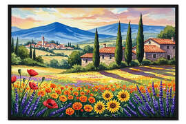 Gerahmter Kunstdruck Landschaft in der Provence