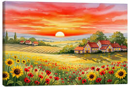 Leinwandbild Sonnenuntergang auf den Feldern