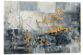 Quadro em acrílico Pattern in shades of grey and gold - Mango Art