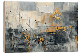 Holzbild Muster in Grau- und Goldtönen - Mango Art