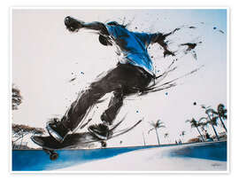 Wandbild Blauer Skater - artill