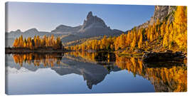 Leinwandbild Goldene Herbstfarben am Lago Federa - Achim Thomae