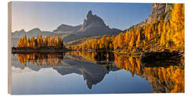 Holzbild Goldene Herbstfarben am Lago Federa - Achim Thomae