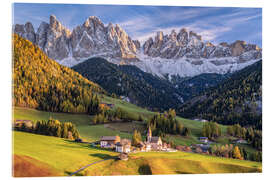 Acrylglasbild Herbstfarben im Villnößtal Südtirol