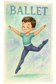 Acrylglasbild Fröhlicher Junge beim Ballett-Sprung