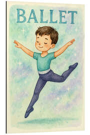 Alubild Fröhlicher Junge beim Ballett-Sprung