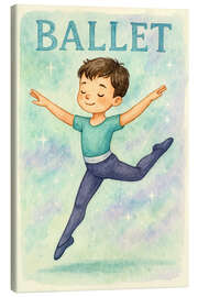 Leinwandbild Fröhlicher Junge beim Ballett-Sprung