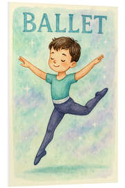 Hartschaumbild Fröhlicher Junge beim Ballett-Sprung