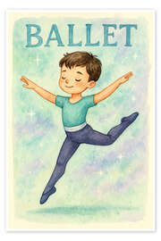 Wandbild Fröhlicher Junge beim Ballett-Sprung - Natalie Bruns