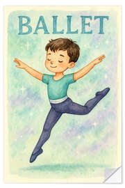 Wandsticker Fröhlicher Junge beim Ballett-Sprung