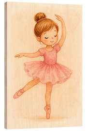 Holzbild Kleine Ballerina im rosa Kleid