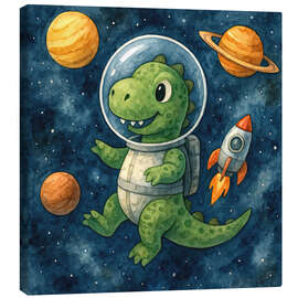 Leinwandbild Dinosaurier-Astronaut im All - Natalie Bruns