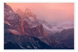 Wandbild Sonnenaufgang vom Passo Giau in den italienischen Dolomiten - Jos Pannekoek